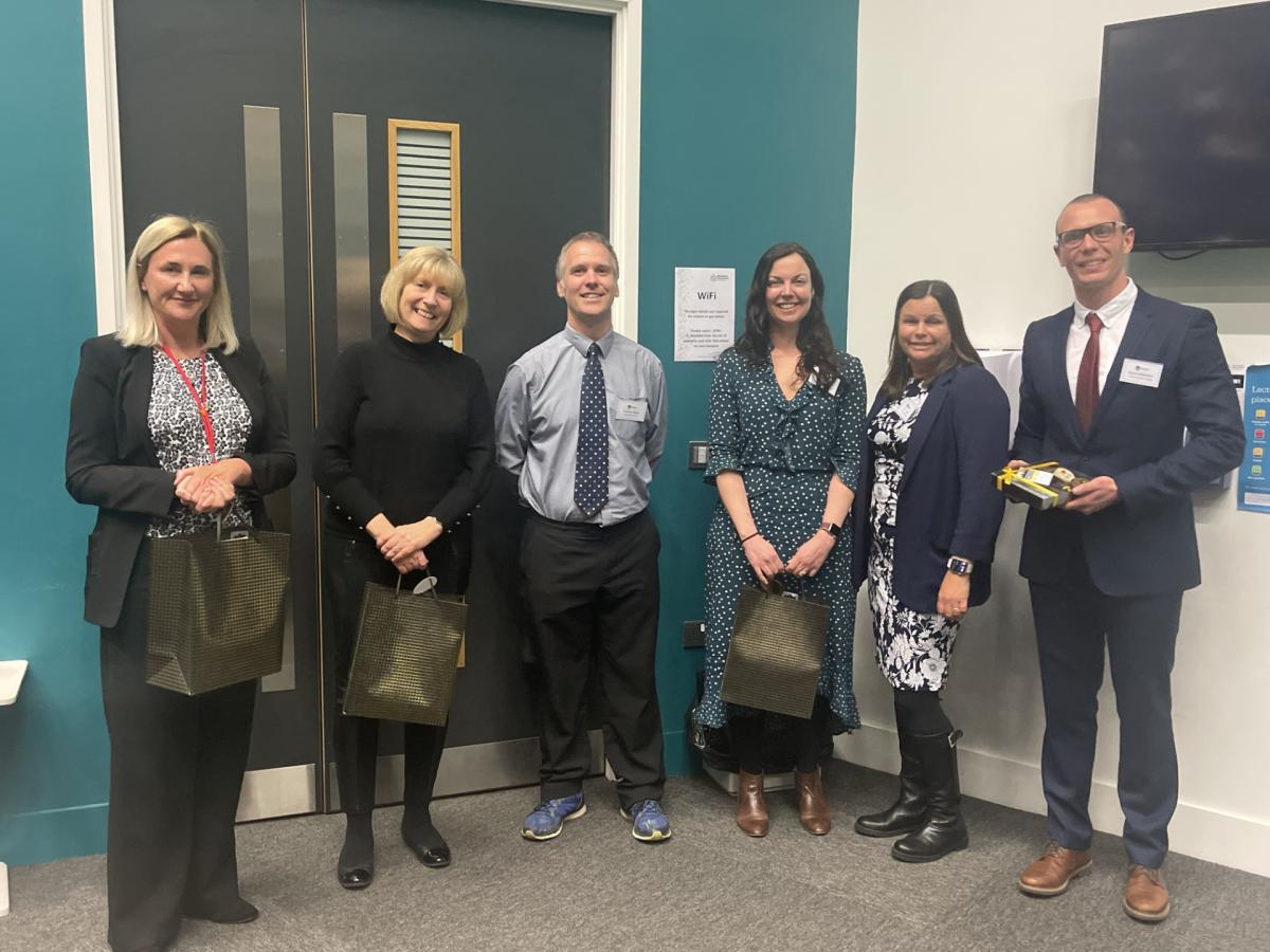 L-R our four keynote speakers: Dr Gillian Yeowell, Prof Krysia Dziedzic, Prof Cormac Ryan, Prof Louise Connell, Ali Aries (PRS Chair), Bruno Mazuquin (PRS 2024 Conference Organiser).